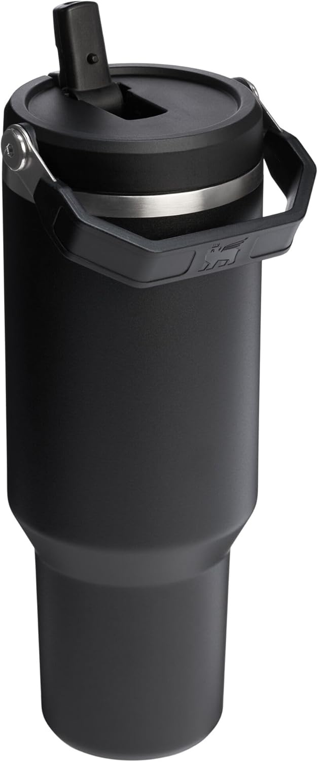 image:imageSTANLEY IceFlow 20 Flip Straw Tumbler with Handle 20 oz Twist On Lid and Flip Up Straw Leak Resistant Water Bottle Insulated Stainless Steel BPAFree Stainless Steel AshBlack 20