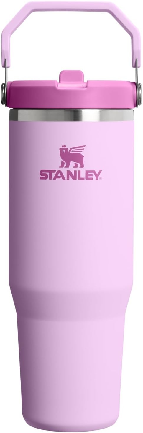 image:imageSTANLEY IceFlow 20 Flip Straw Tumbler with Handle 20 oz Twist On Lid and Flip Up Straw Leak Resistant Water Bottle Insulated Stainless Steel BPAFree Stainless Steel AshSoft Orchid