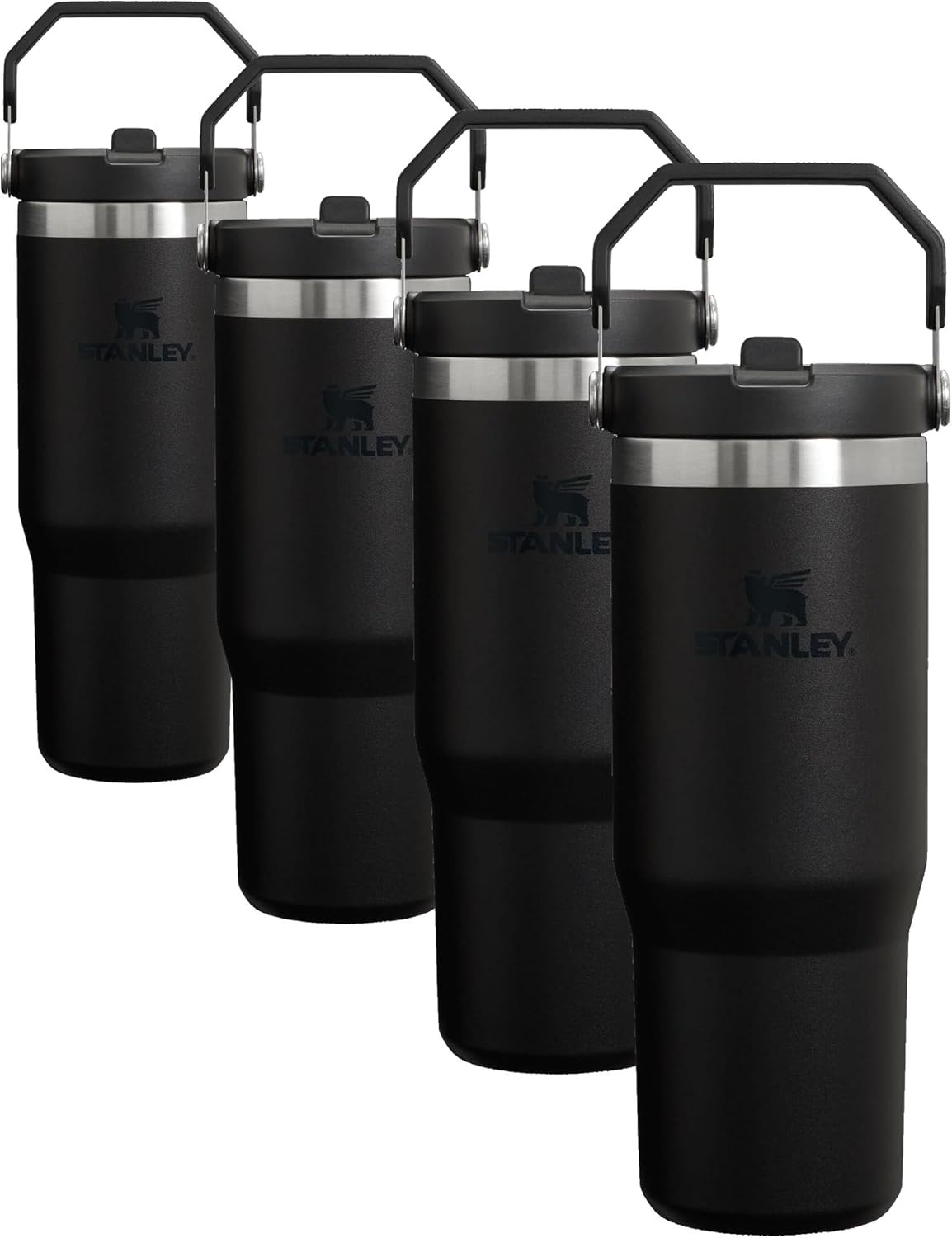 image:imageSTANLEY IceFlow 20 Flip Straw Tumbler with Handle 20 oz Twist On Lid and Flip Up Straw Leak Resistant Water Bottle Insulated Stainless Steel BPAFree Stainless Steel AshBlack 20