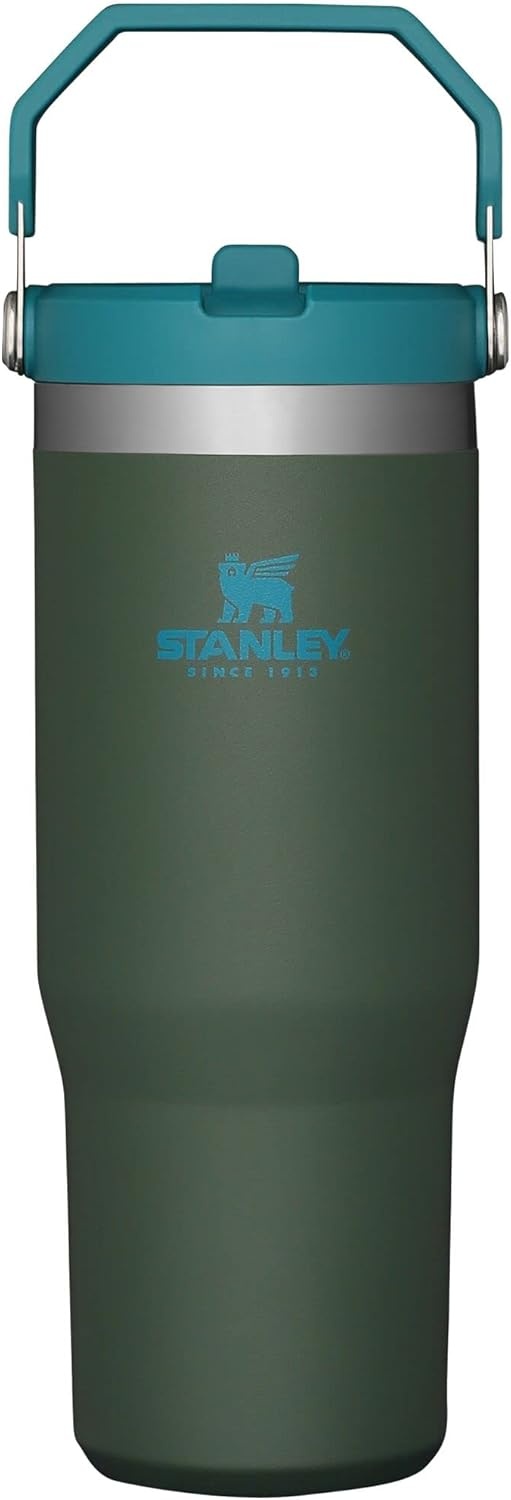 image:imageSTANLEY IceFlow 20 Flip Straw Tumbler with Handle 20 oz Twist On Lid and Flip Up Straw Leak Resistant Water Bottle Insulated Stainless Steel BPAFree Stainless Steel AshSpirulina