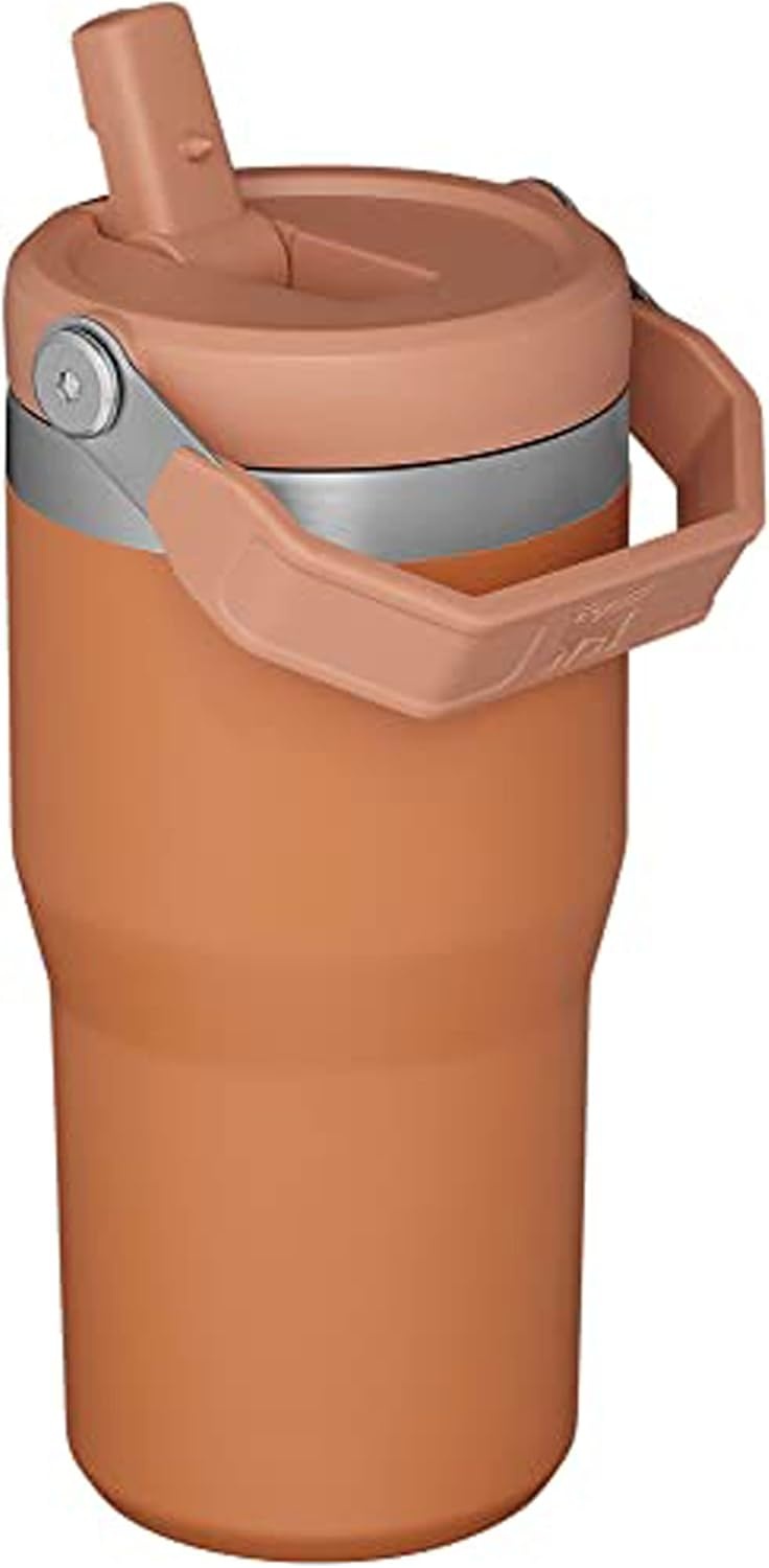 image:imageSTANLEY IceFlow 20 Flip Straw Tumbler with Handle 20 oz Twist On Lid and Flip Up Straw Leak Resistant Water Bottle Insulated Stainless Steel BPAFree Stainless Steel AshOchre