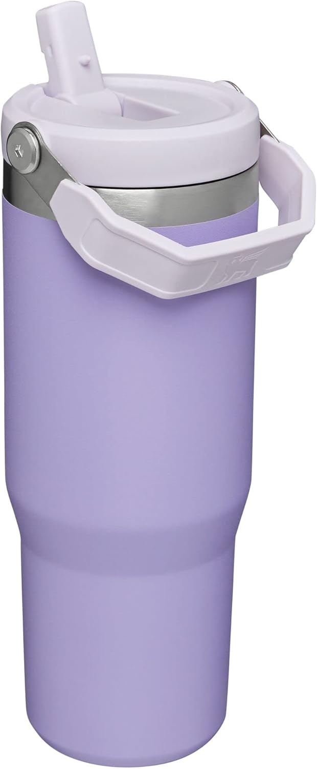 image:imageSTANLEY IceFlow 20 Flip Straw Tumbler with Handle 20 oz Twist On Lid and Flip Up Straw Leak Resistant Water Bottle Insulated Stainless Steel BPAFree Stainless Steel AshLavender
