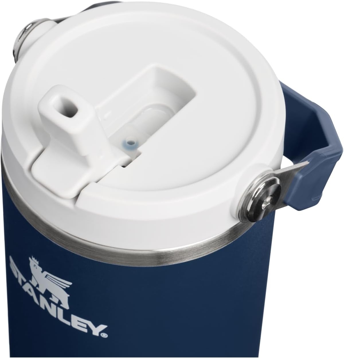 image:imageSTANLEY IceFlow 20 Flip Straw Tumbler with Handle 20 oz Twist On Lid and Flip Up Straw Leak Resistant Water Bottle Insulated Stainless Steel BPAFree Stainless Steel AshDark Navy