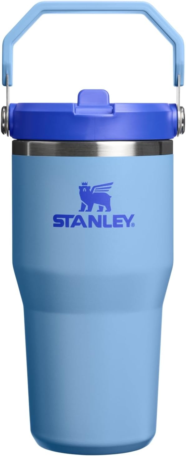 image:imageSTANLEY IceFlow 20 Flip Straw Tumbler with Handle 20 oz Twist On Lid and Flip Up Straw Leak Resistant Water Bottle Insulated Stainless Steel BPAFree Stainless Steel AshBlue Sky