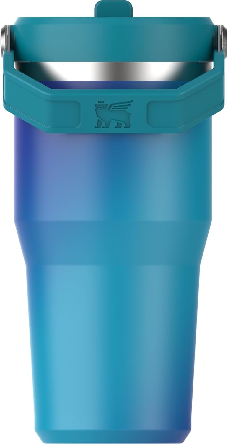 image:imageSTANLEY IceFlow 20 Flip Straw Tumbler with Handle 20 oz Twist On Lid and Flip Up Straw Leak Resistant Water Bottle Insulated Stainless Steel BPAFree Stainless Steel AshSea Glass Aura