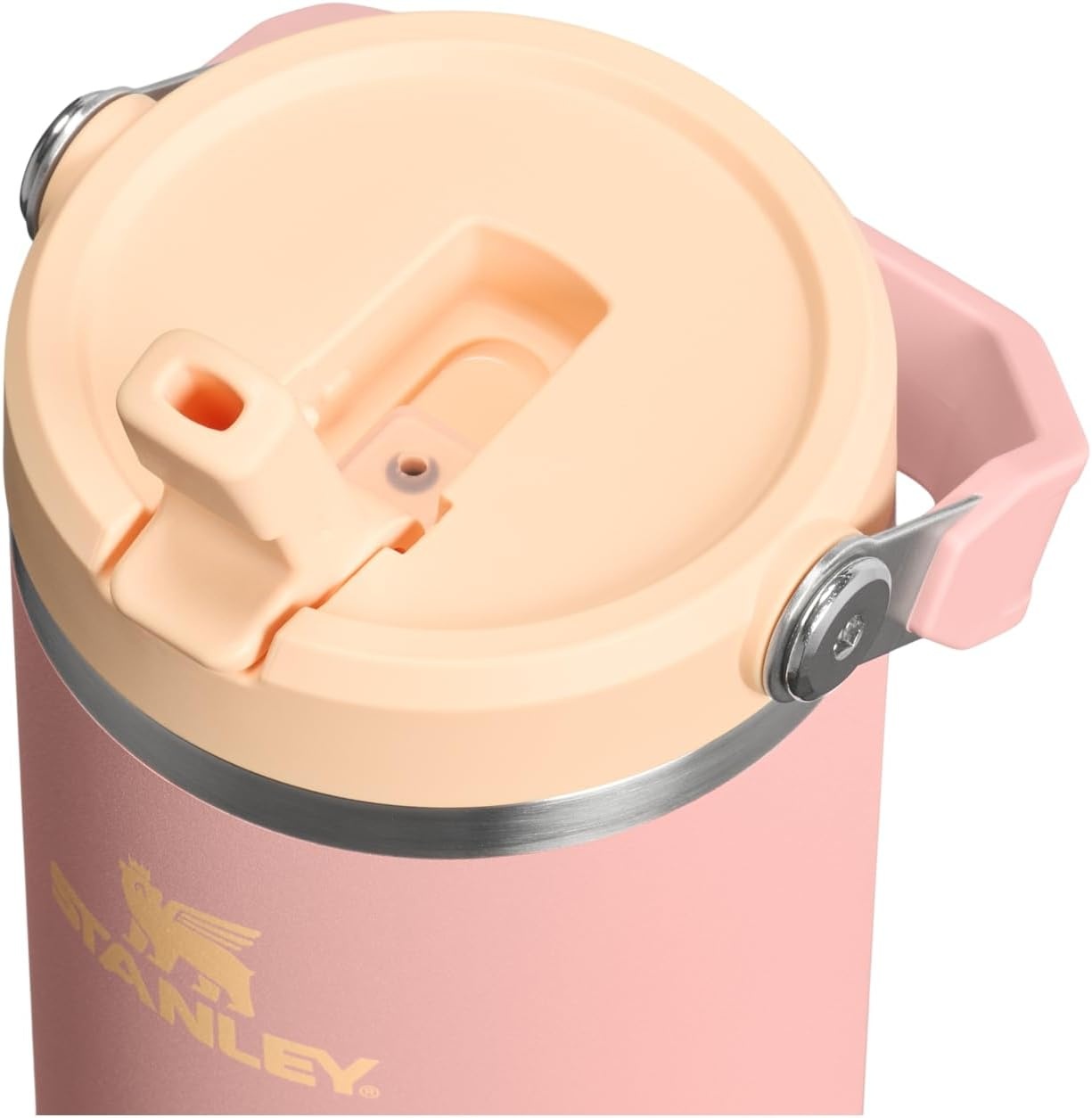 image:imageSTANLEY IceFlow 20 Flip Straw Tumbler with Handle 20 oz Twist On Lid and Flip Up Straw Leak Resistant Water Bottle Insulated Stainless Steel BPAFree Stainless Steel AshPeach Rose