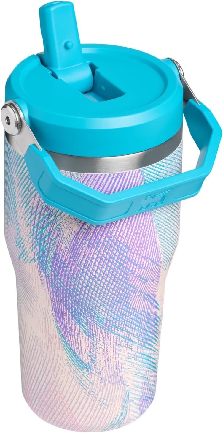 image:imageSTANLEY IceFlow 20 Flip Straw Tumbler with Handle 20 oz Twist On Lid and Flip Up Straw Leak Resistant Water Bottle Insulated Stainless Steel BPAFree Stainless Steel AshSea Glass Plume