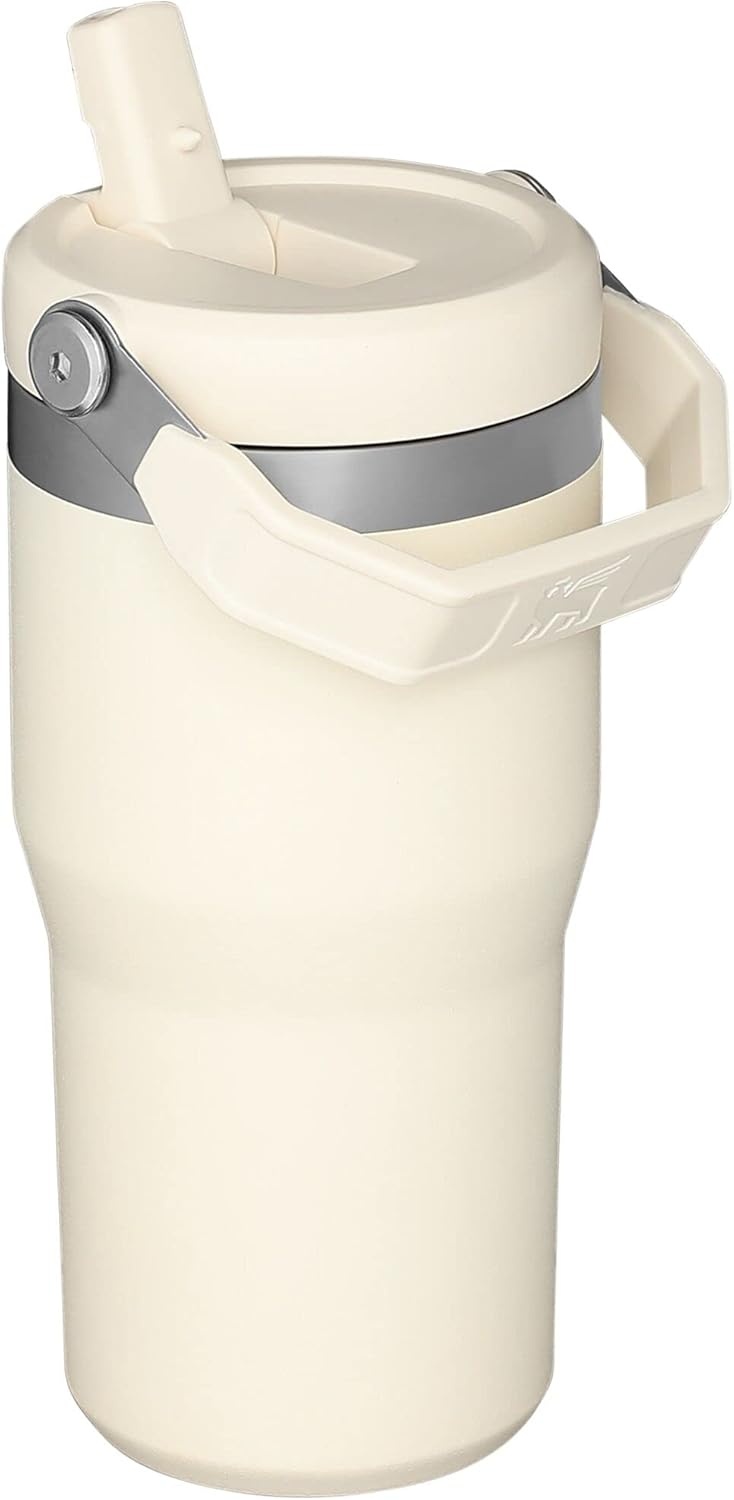 image:imageSTANLEY IceFlow 20 Flip Straw Tumbler with Handle 20 oz Twist On Lid and Flip Up Straw Leak Resistant Water Bottle Insulated Stainless Steel BPAFree Stainless Steel AshCream