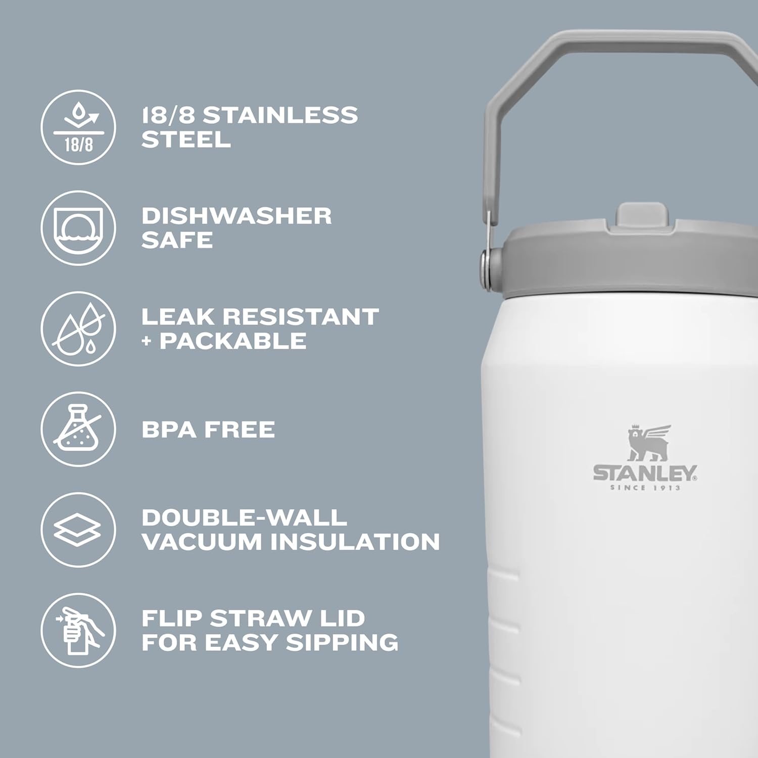 image:imageSTANLEY IceFlow 20 Flip Straw Tumbler with Handle 20 oz Twist On Lid and Flip Up Straw Leak Resistant Water Bottle Insulated Stainless Steel BPAFree Stainless Steel AshAlpine