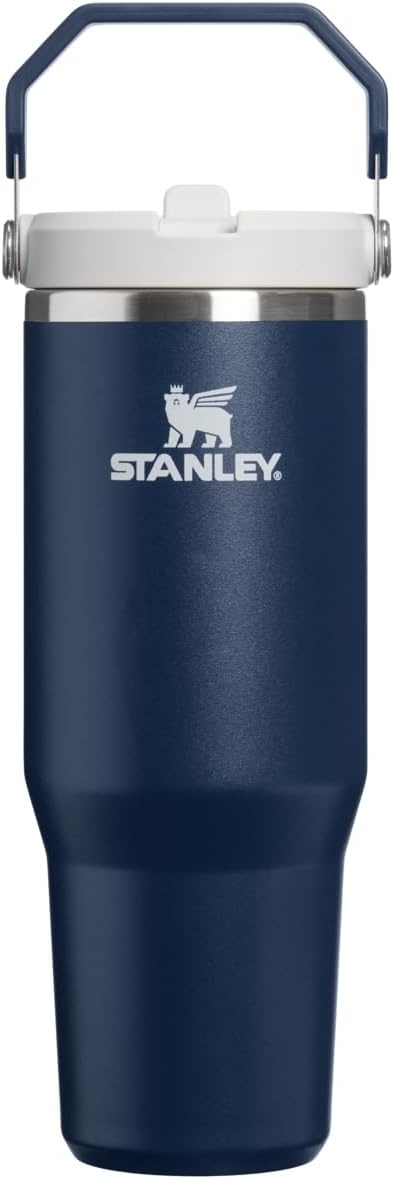 image:imageSTANLEY IceFlow 20 Flip Straw Tumbler with Handle 20 oz Twist On Lid and Flip Up Straw Leak Resistant Water Bottle Insulated Stainless Steel BPAFree Stainless Steel AshDark Navy