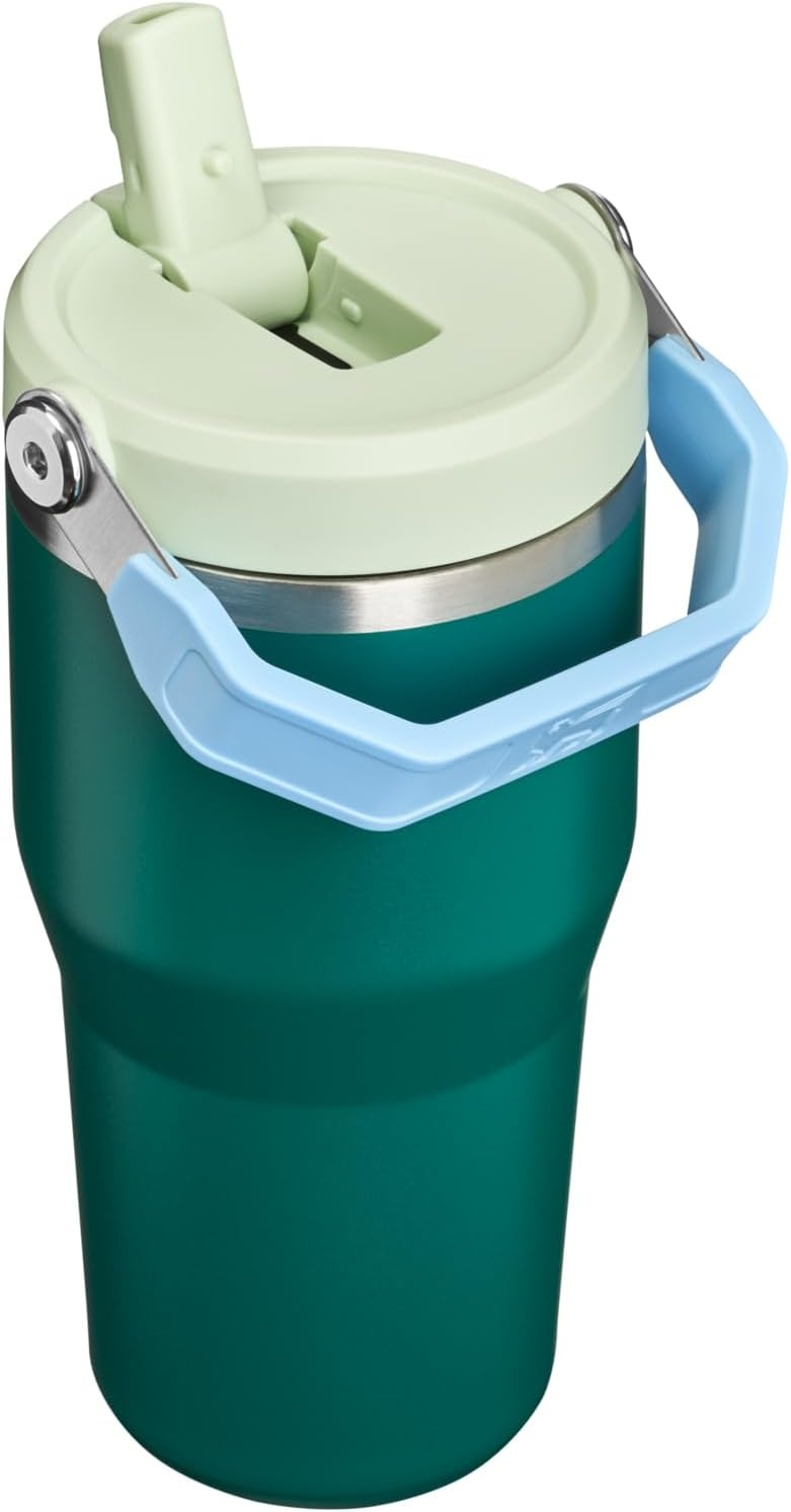 image:imageSTANLEY IceFlow 20 Flip Straw Tumbler with Handle 20 oz Twist On Lid and Flip Up Straw Leak Resistant Water Bottle Insulated Stainless Steel BPAFree Stainless Steel AshEmerald Honeydew