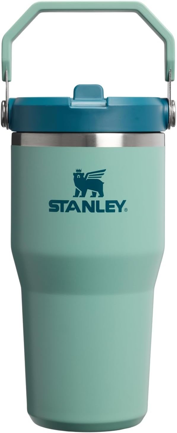 image:imageSTANLEY IceFlow 20 Flip Straw Tumbler with Handle 20 oz Twist On Lid and Flip Up Straw Leak Resistant Water Bottle Insulated Stainless Steel BPAFree Stainless Steel AshSpring Green