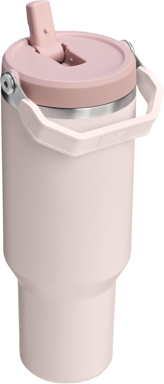 image:imageSTANLEY IceFlow 20 Flip Straw Tumbler with Handle 20 oz Twist On Lid and Flip Up Straw Leak Resistant Water Bottle Insulated Stainless Steel BPAFree Stainless Steel AshRose Quartz 20