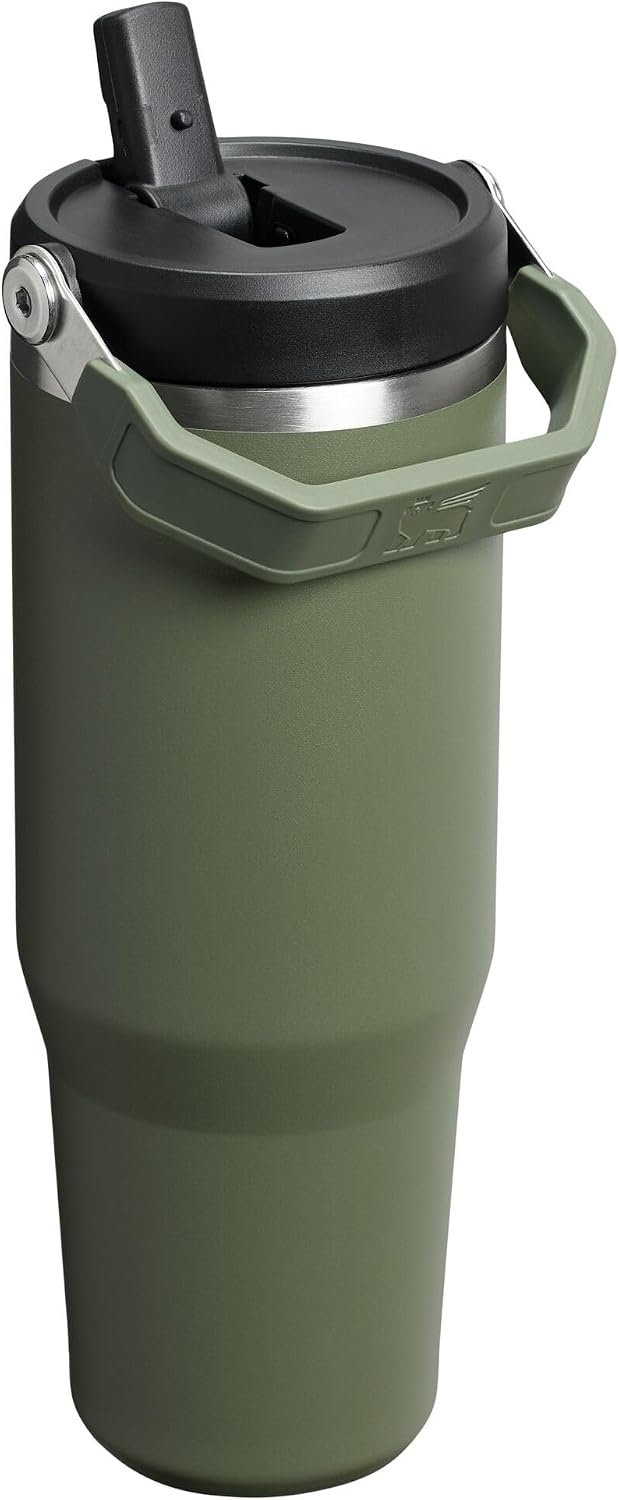 image:imageSTANLEY IceFlow 20 Flip Straw Tumbler with Handle 20 oz Twist On Lid and Flip Up Straw Leak Resistant Water Bottle Insulated Stainless Steel BPAFree Stainless Steel AshDried Pine