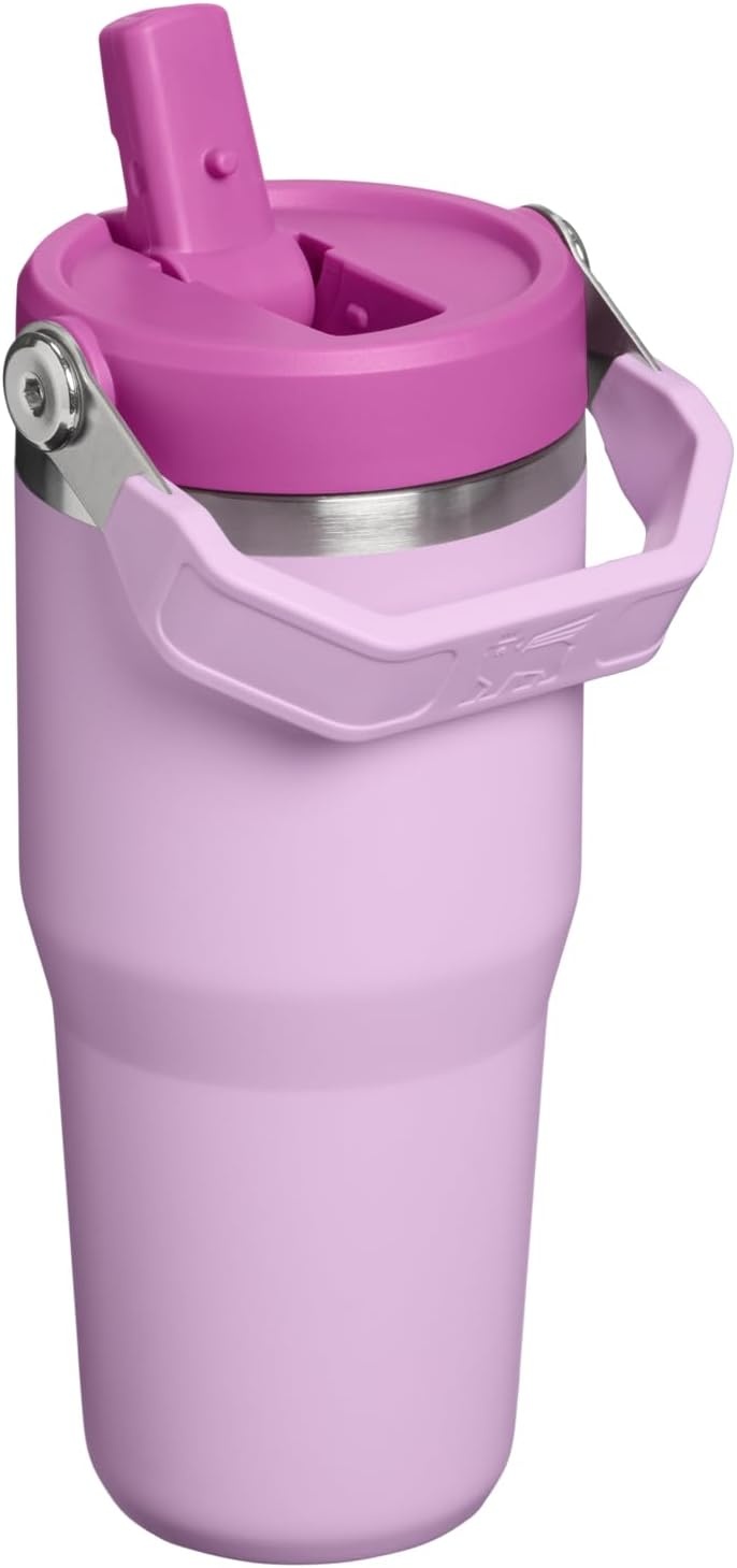 image:imageSTANLEY IceFlow 20 Flip Straw Tumbler with Handle 20 oz Twist On Lid and Flip Up Straw Leak Resistant Water Bottle Insulated Stainless Steel BPAFree Stainless Steel AshSoft Orchid