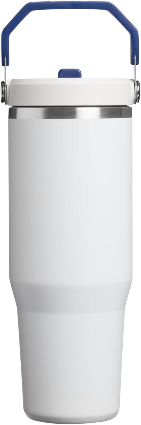 image:imageSTANLEY IceFlow 20 Flip Straw Tumbler with Handle 20 oz Twist On Lid and Flip Up Straw Leak Resistant Water Bottle Insulated Stainless Steel BPAFree Stainless Steel AshTeam White Dark Blue