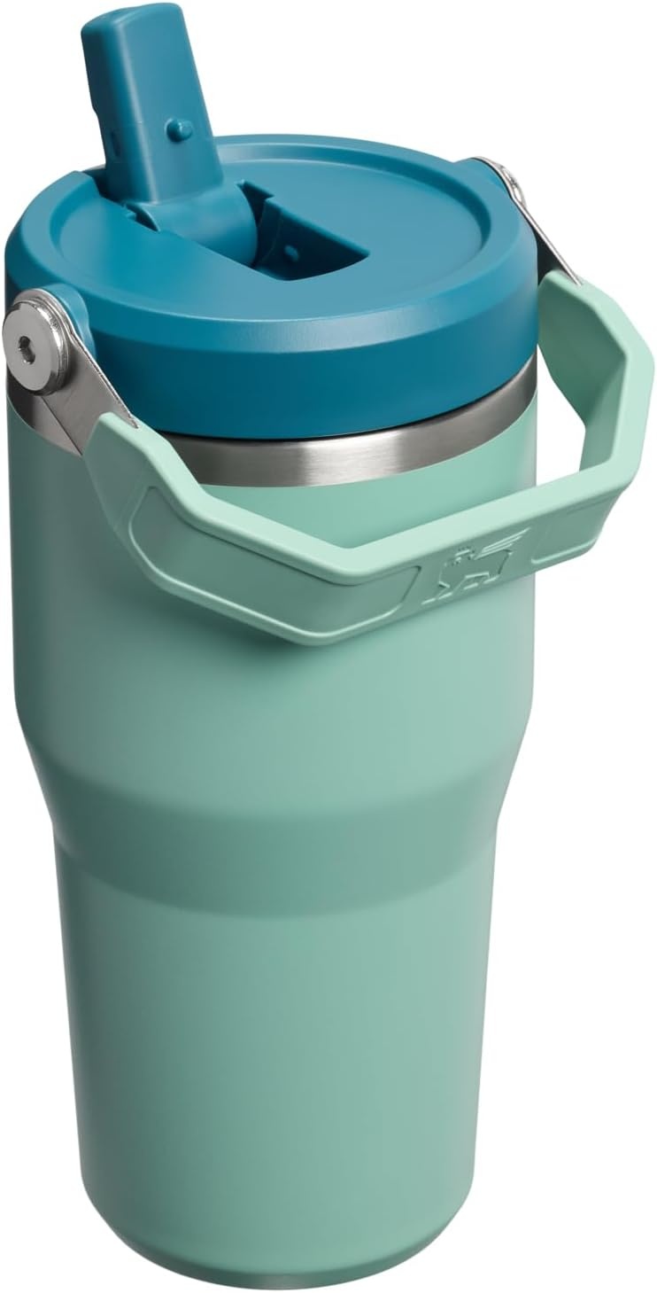 image:imageSTANLEY IceFlow 20 Flip Straw Tumbler with Handle 20 oz Twist On Lid and Flip Up Straw Leak Resistant Water Bottle Insulated Stainless Steel BPAFree Stainless Steel AshSpring Green