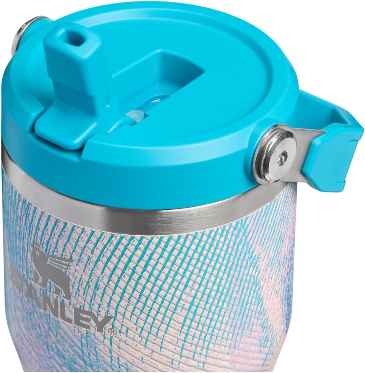 image:imageSTANLEY IceFlow 20 Flip Straw Tumbler with Handle 20 oz Twist On Lid and Flip Up Straw Leak Resistant Water Bottle Insulated Stainless Steel BPAFree Stainless Steel AshSea Glass Plume