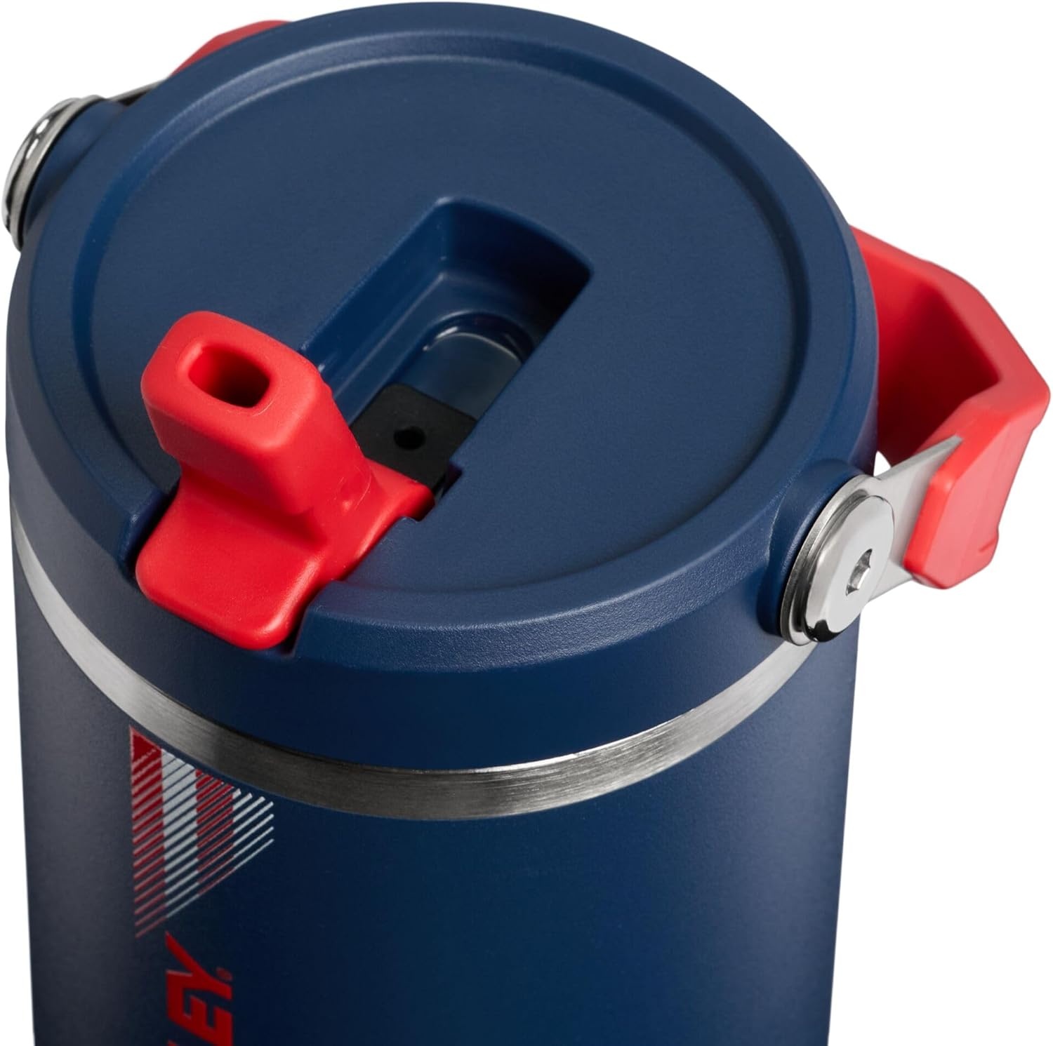image:imageSTANLEY IceFlow 20 Flip Straw Tumbler with Handle 20 oz Twist On Lid and Flip Up Straw Leak Resistant Water Bottle Insulated Stainless Steel BPAFree Stainless Steel AshTeam Navy Red