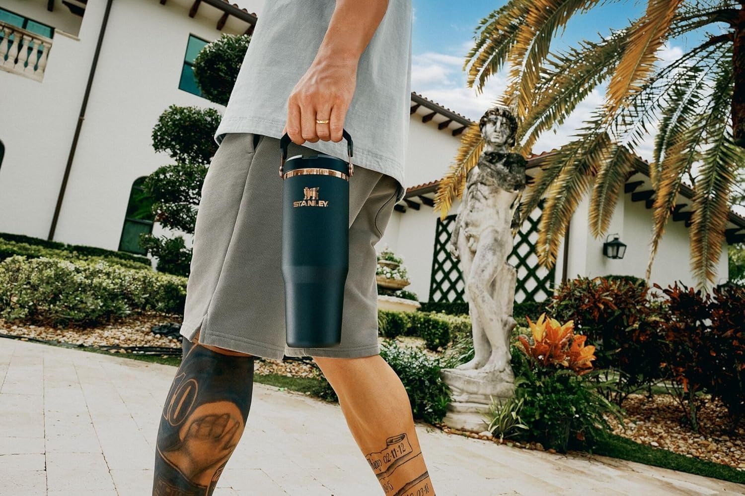 image:imageSTANLEY IceFlow 20 Flip Straw Tumbler with Handle 20 oz Twist On Lid and Flip Up Straw Leak Resistant Water Bottle Insulated Stainless Steel BPAFree Stainless Steel AshMessi Goat Black