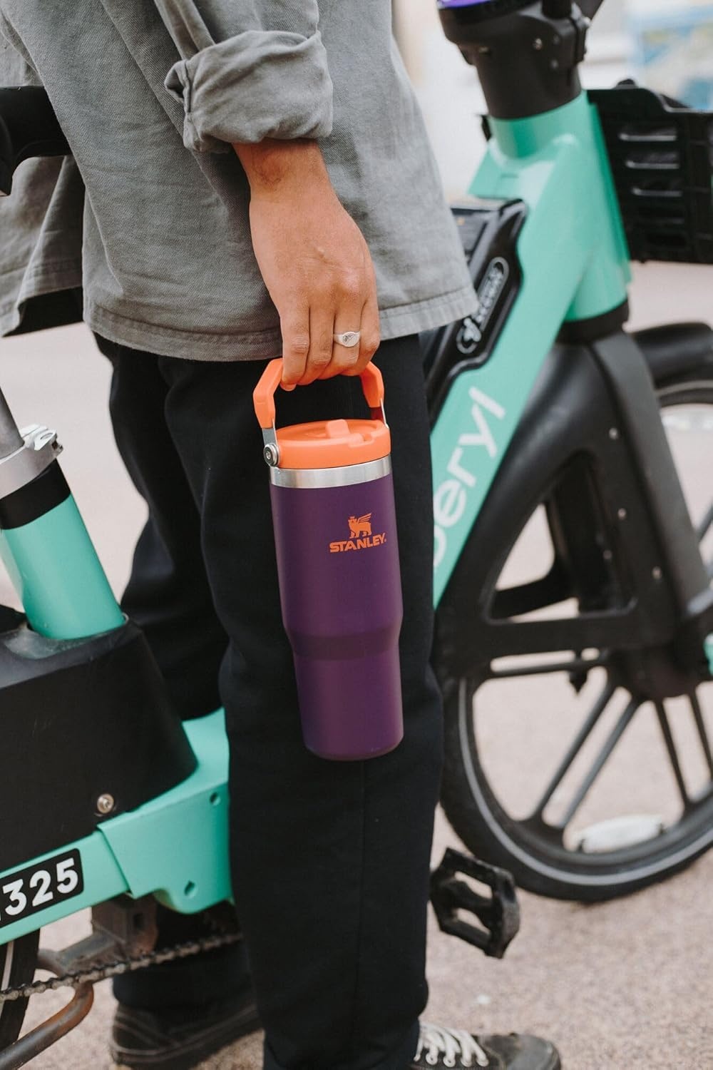 image:imageSTANLEY IceFlow 20 Flip Straw Tumbler with Handle 20 oz Twist On Lid and Flip Up Straw Leak Resistant Water Bottle Insulated Stainless Steel BPAFree Stainless Steel AshSpring Green