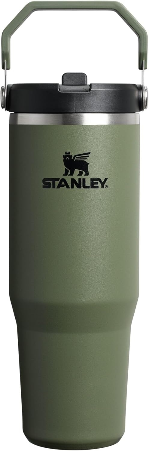 image:imageSTANLEY IceFlow 20 Flip Straw Tumbler with Handle 20 oz Twist On Lid and Flip Up Straw Leak Resistant Water Bottle Insulated Stainless Steel BPAFree Stainless Steel AshDried Pine