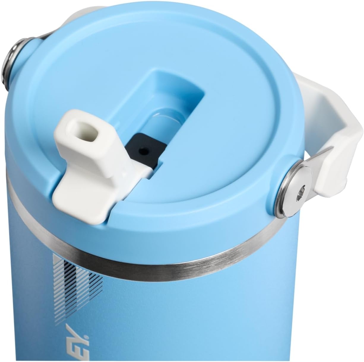 image:imageSTANLEY IceFlow 20 Flip Straw Tumbler with Handle 20 oz Twist On Lid and Flip Up Straw Leak Resistant Water Bottle Insulated Stainless Steel BPAFree Stainless Steel AshTeam Light Blue White
