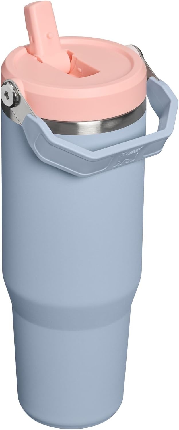 image:imageSTANLEY IceFlow 20 Flip Straw Tumbler with Handle 20 oz Twist On Lid and Flip Up Straw Leak Resistant Water Bottle Insulated Stainless Steel BPAFree Stainless Steel AshBlue Dream