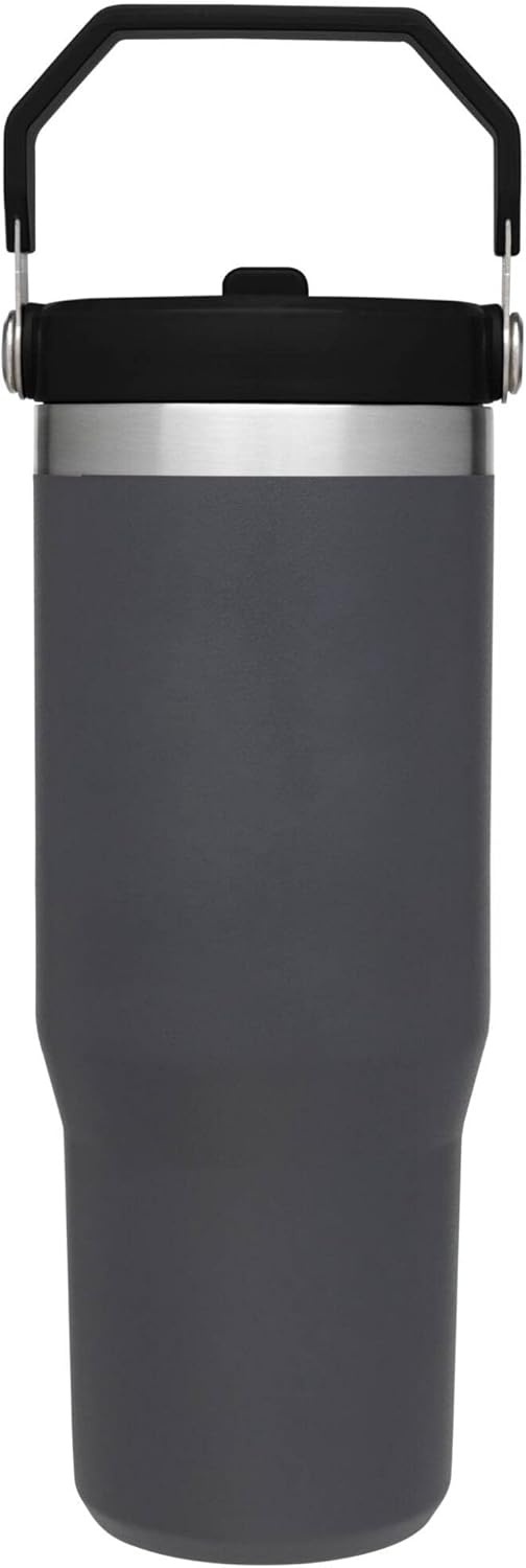 image:imageSTANLEY IceFlow 20 Flip Straw Tumbler with Handle 20 oz Twist On Lid and Flip Up Straw Leak Resistant Water Bottle Insulated Stainless Steel BPAFree Stainless Steel AshCharcoal