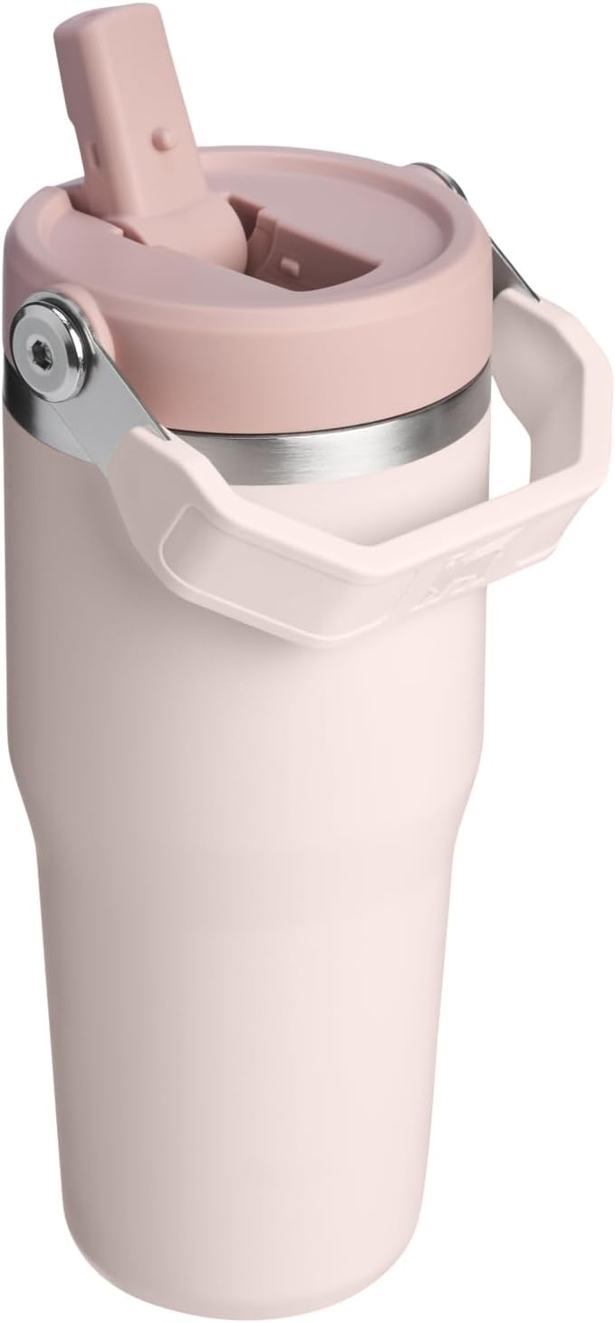 image:imageSTANLEY IceFlow 20 Flip Straw Tumbler with Handle 20 oz Twist On Lid and Flip Up Straw Leak Resistant Water Bottle Insulated Stainless Steel BPAFree Stainless Steel AshRose Quartz 20