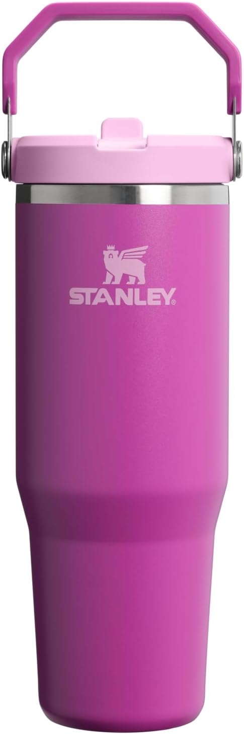 image:imageSTANLEY IceFlow 20 Flip Straw Tumbler with Handle 20 oz Twist On Lid and Flip Up Straw Leak Resistant Water Bottle Insulated Stainless Steel BPAFree Stainless Steel AshDark Blossom