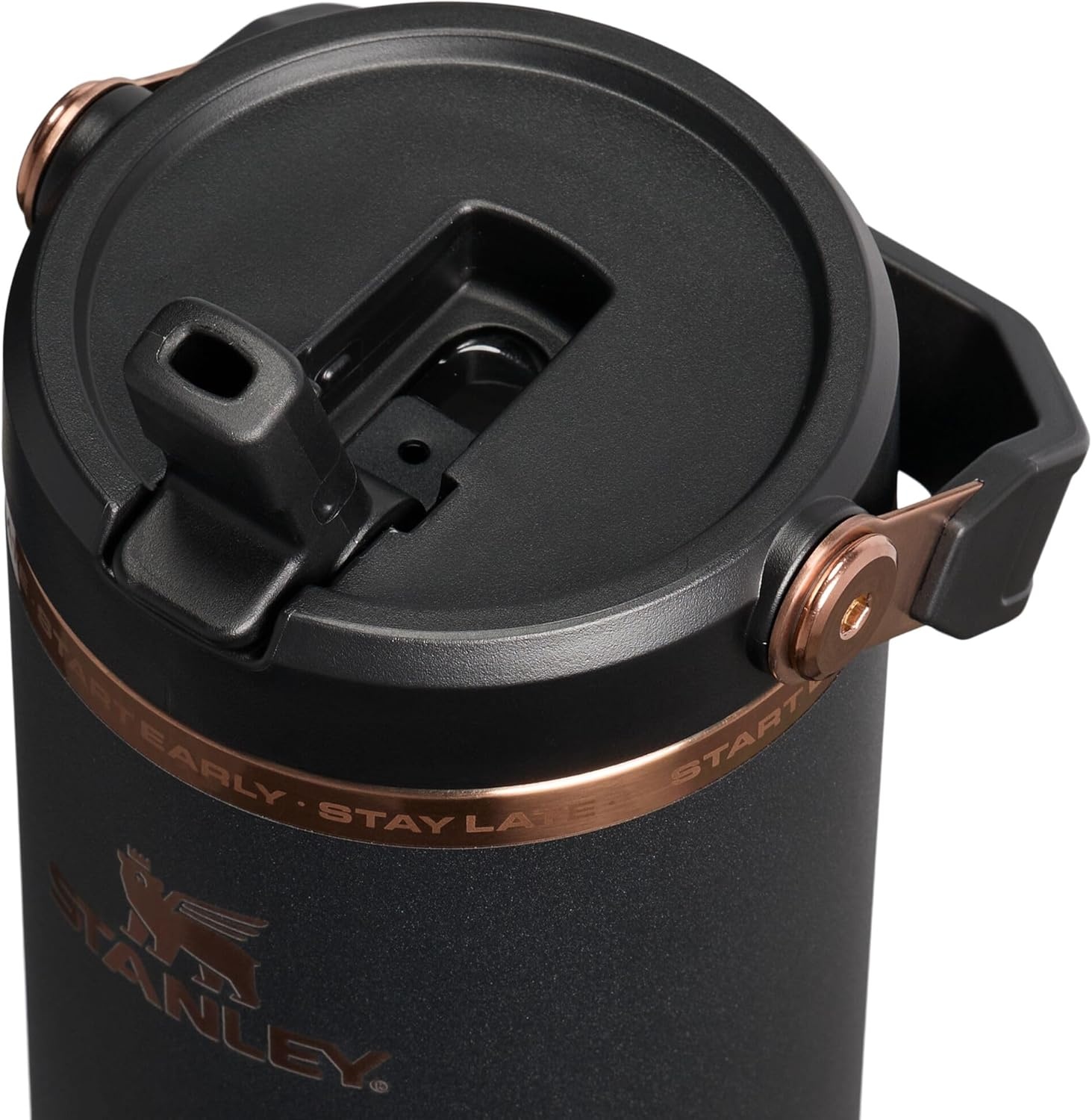 image:imageSTANLEY IceFlow 20 Flip Straw Tumbler with Handle 20 oz Twist On Lid and Flip Up Straw Leak Resistant Water Bottle Insulated Stainless Steel BPAFree Stainless Steel AshMessi Goat Black