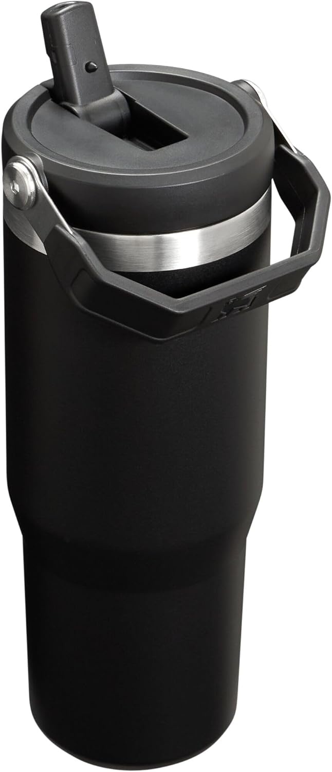 image:imageSTANLEY IceFlow 20 Flip Straw Tumbler with Handle 20 oz Twist On Lid and Flip Up Straw Leak Resistant Water Bottle Insulated Stainless Steel BPAFree Stainless Steel AshBlack 20