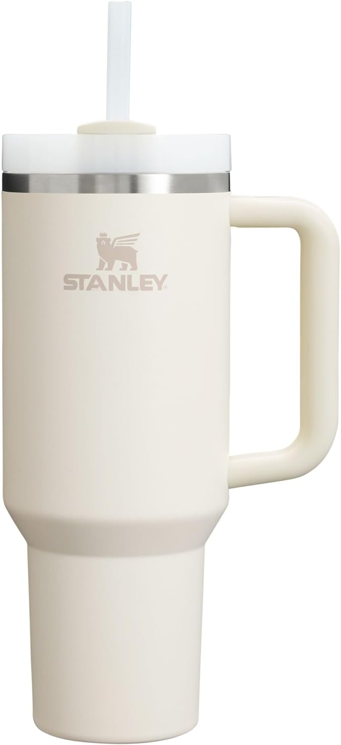image:imageSTANLEY Quencher H20 Tumbler with Handle and Straw 20 oz Flowstate 3Position Lid Cup Holder Compatible for Travel Insulated Stainless Steel Cup BPAFree Blue Dream StoneCream 20