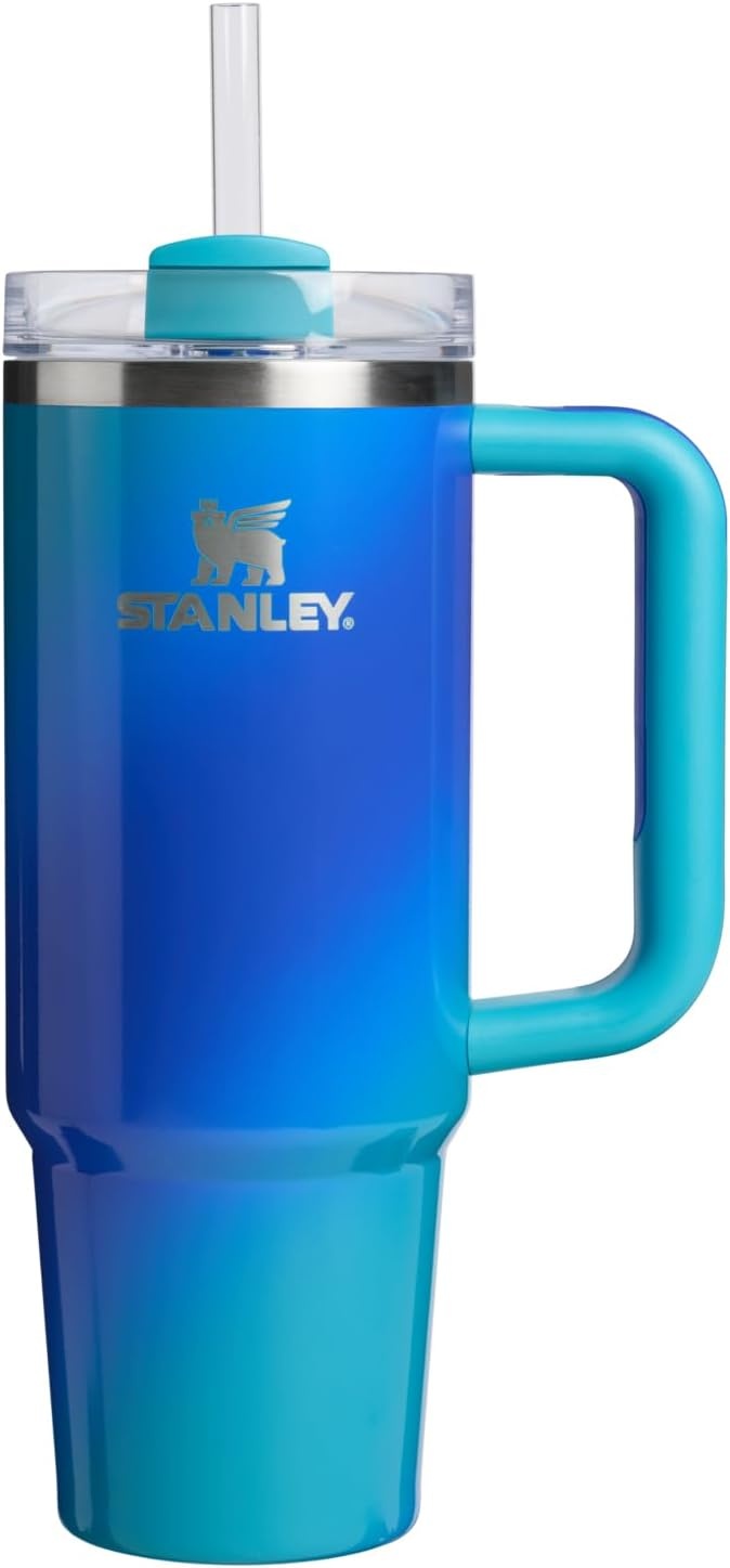 image:imageSTANLEY Quencher H20 Tumbler with Handle and Straw 20 oz Flowstate 3Position Lid Cup Holder Compatible for Travel Insulated Stainless Steel Cup BPAFree Blue Dream StoneSea Glass Aura