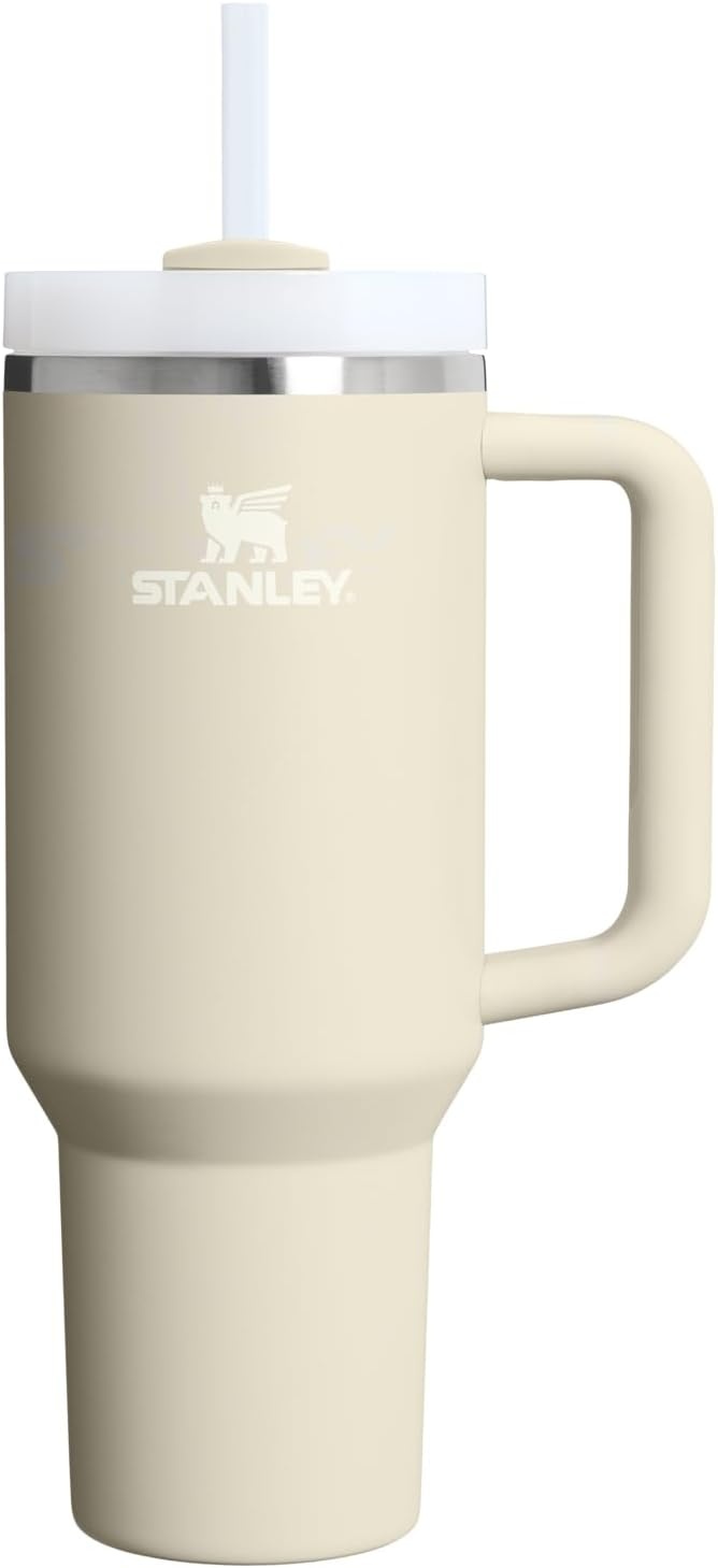 image:imageSTANLEY Quencher H20 Tumbler with Handle and Straw 20 oz Flowstate 3Position Lid Cup Holder Compatible for Travel Insulated Stainless Steel Cup BPAFree Blue Dream StoneToasted Almond