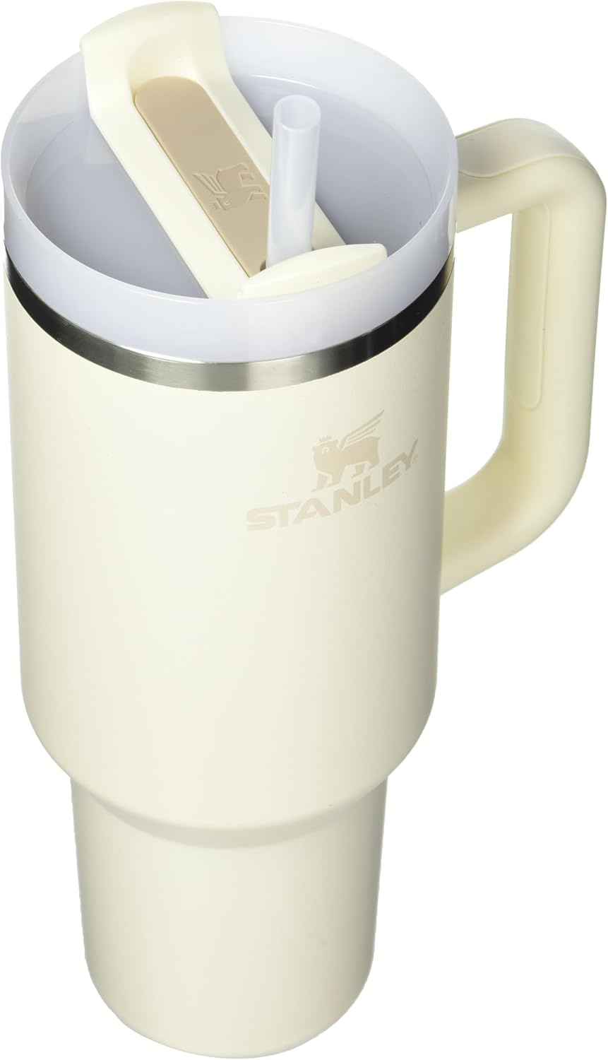 image:imageSTANLEY Quencher H20 Tumbler with Handle and Straw 20 oz Flowstate 3Position Lid Cup Holder Compatible for Travel Insulated Stainless Steel Cup BPAFree Blue Dream StoneCream 20