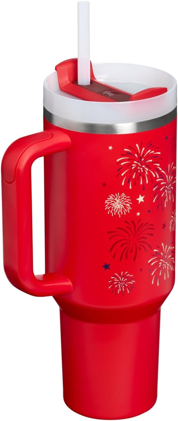 image:imageSTANLEY Quencher H20 Tumbler with Handle and Straw 20 oz Flowstate 3Position Lid Cup Holder Compatible for Travel Insulated Stainless Steel Cup BPAFree Blue Dream StoneChili Red Fireworks