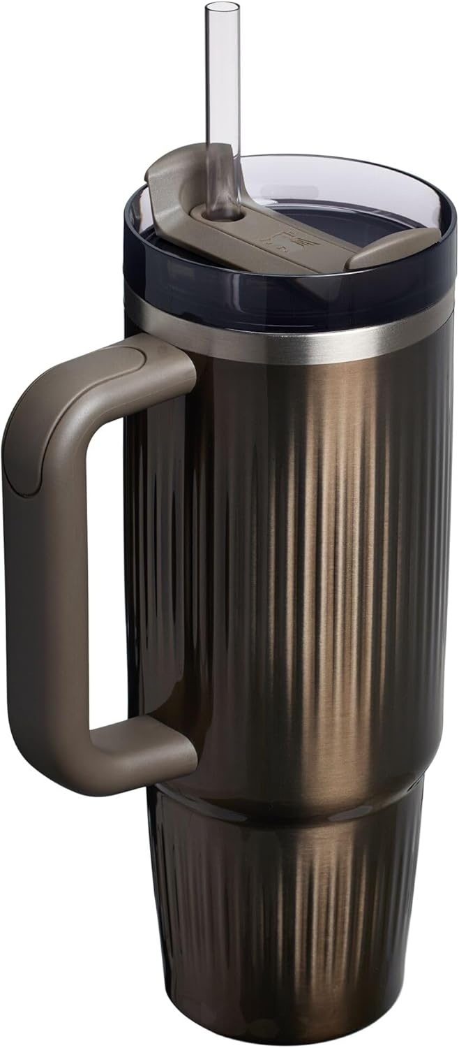 image:imageSTANLEY Quencher H20 Tumbler with Handle and Straw 20 oz Flowstate 3Position Lid Cup Holder Compatible for Travel Insulated Stainless Steel Cup BPAFree Blue Dream StoneFluted Gunmetal Shine