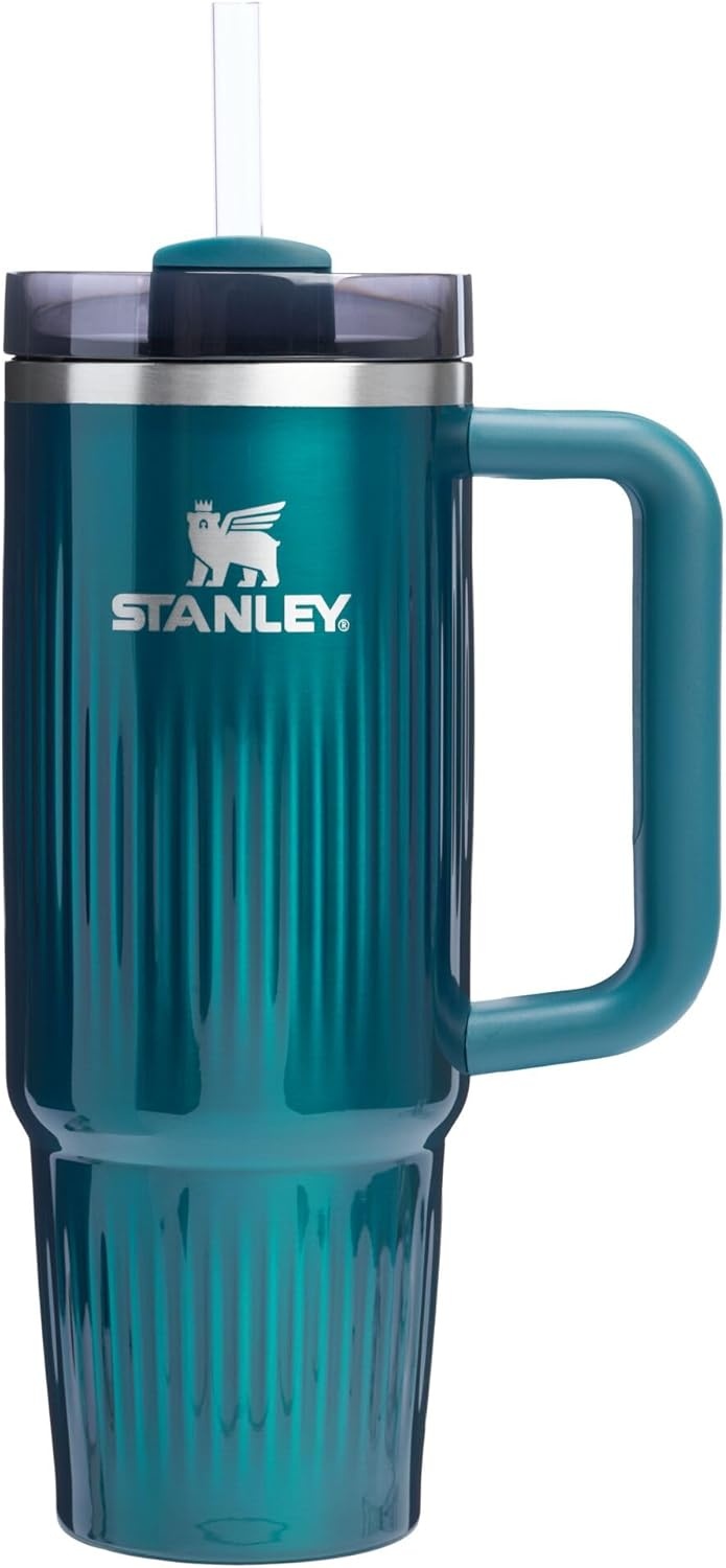 image:imageSTANLEY Quencher H20 Tumbler with Handle and Straw 20 oz Flowstate 3Position Lid Cup Holder Compatible for Travel Insulated Stainless Steel Cup BPAFree Blue Dream StoneFluted Marina Shine