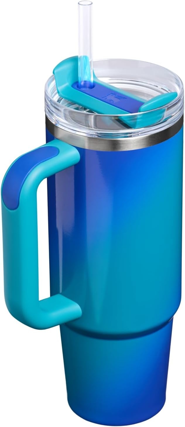 image:imageSTANLEY Quencher H20 Tumbler with Handle and Straw 20 oz Flowstate 3Position Lid Cup Holder Compatible for Travel Insulated Stainless Steel Cup BPAFree Blue Dream StoneSea Glass Aura