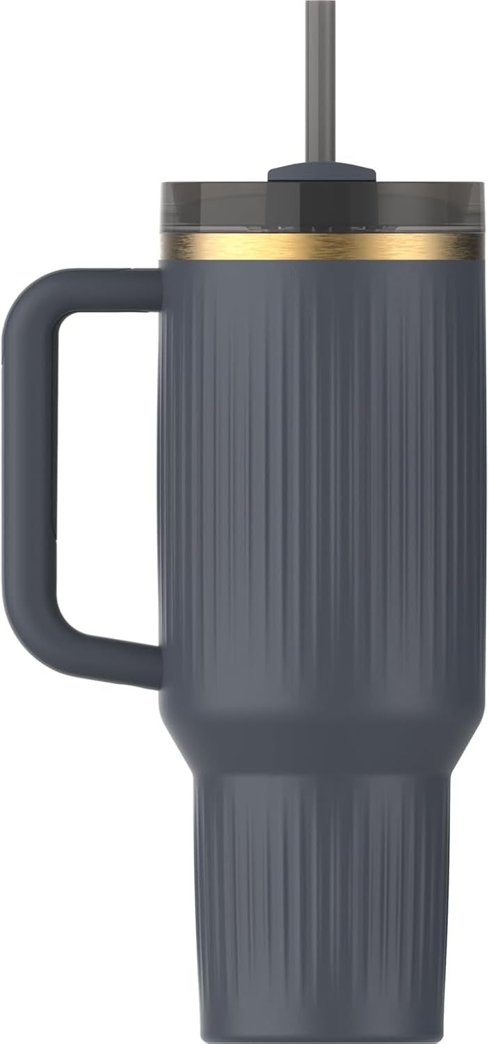 image:imageSTANLEY Quencher H20 Tumbler with Handle and Straw 20 oz Flowstate 3Position Lid Cup Holder Compatible for Travel Insulated Stainless Steel Cup BPAFree Blue Dream StoneFluted Twilight