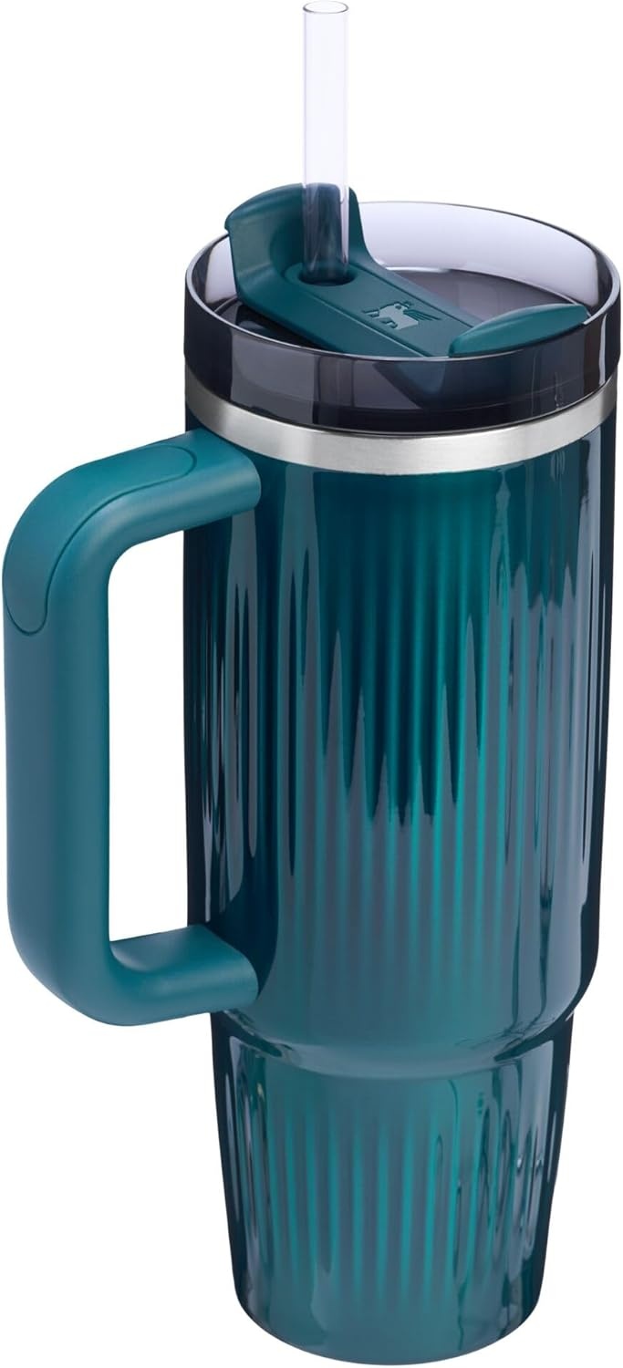 image:imageSTANLEY Quencher H20 Tumbler with Handle and Straw 20 oz Flowstate 3Position Lid Cup Holder Compatible for Travel Insulated Stainless Steel Cup BPAFree Blue Dream StoneFluted Marina Shine