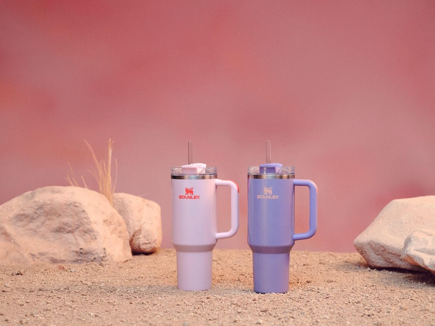 image:imageSTANLEY Quencher H20 Tumbler with Handle and Straw 20 oz Flowstate 3Position Lid Cup Holder Compatible for Travel Insulated Stainless Steel Cup BPAFree Blue Dream StoneRose Petal Shimmer