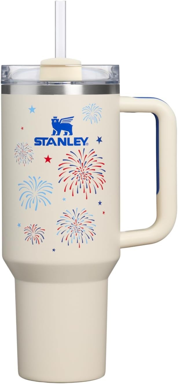 image:imageSTANLEY Quencher H20 Tumbler with Handle and Straw 20 oz Flowstate 3Position Lid Cup Holder Compatible for Travel Insulated Stainless Steel Cup BPAFree Blue Dream StoneCream Royal Fireworks