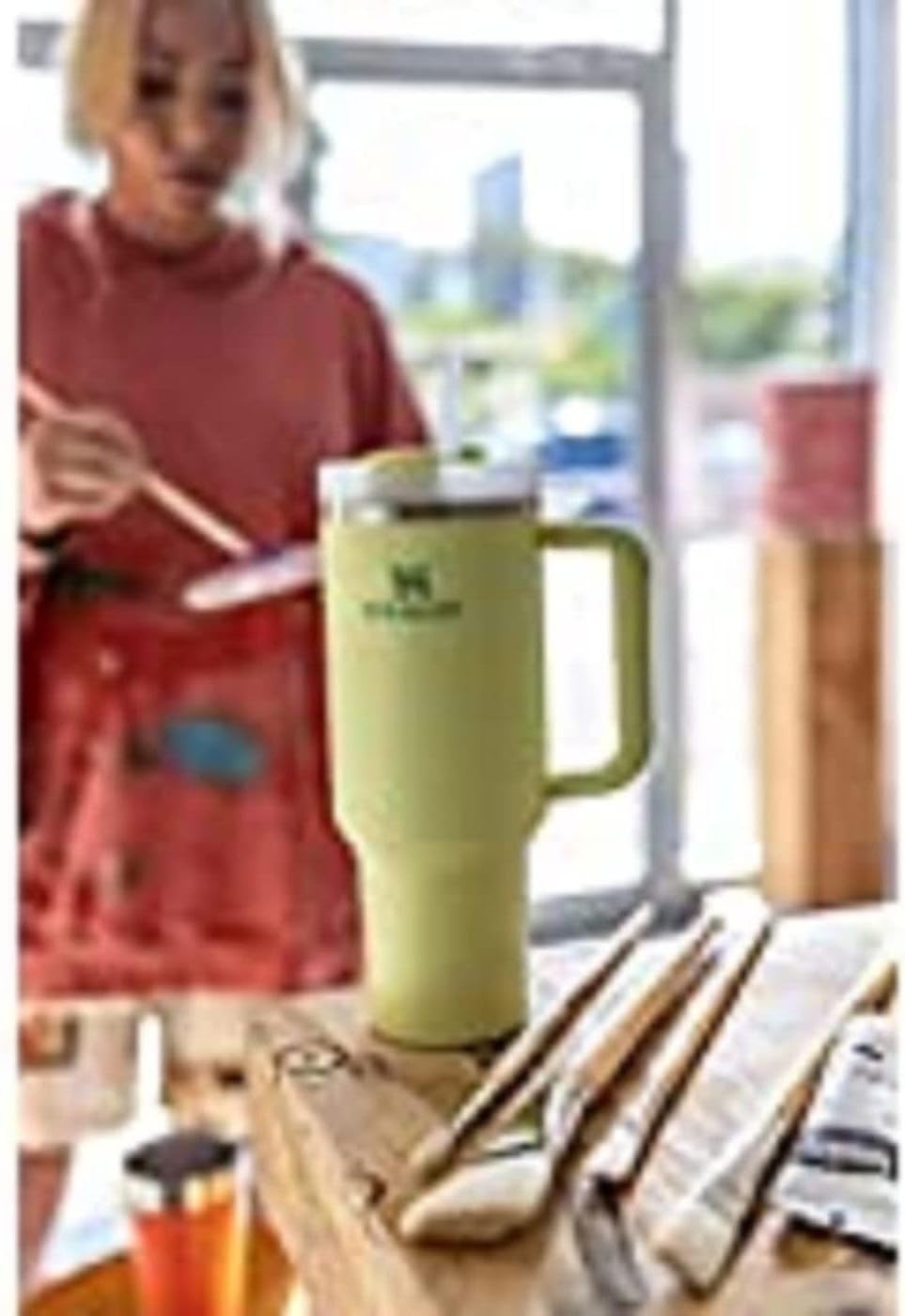 image:imageSTANLEY Quencher H20 Tumbler with Handle and Straw 20 oz Flowstate 3Position Lid Cup Holder Compatible for Travel Insulated Stainless Steel Cup BPAFree Blue Dream StoneCitron