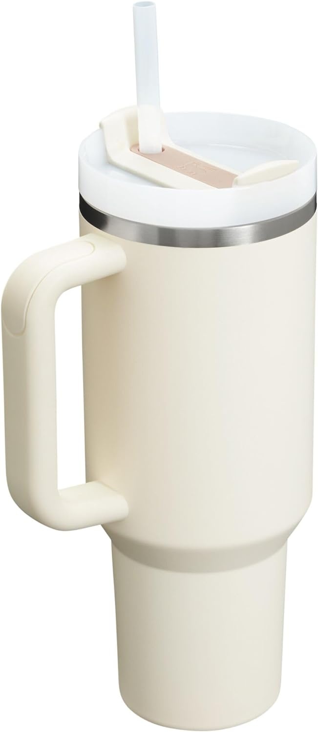image:imageSTANLEY Quencher H20 Tumbler with Handle and Straw 20 oz Flowstate 3Position Lid Cup Holder Compatible for Travel Insulated Stainless Steel Cup BPAFree Blue Dream StoneCream 20