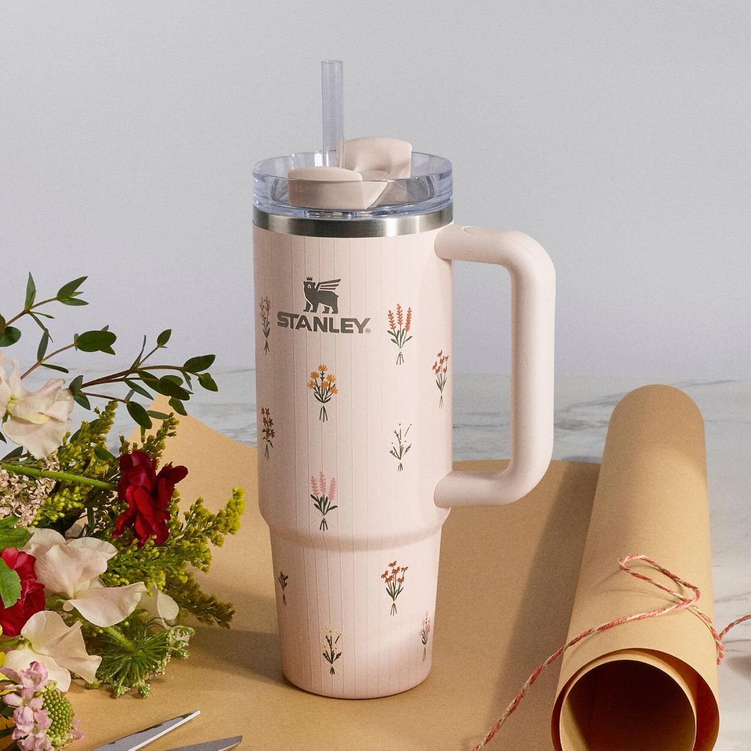image:imageSTANLEY Quencher H20 Tumbler with Handle and Straw 20 oz Flowstate 3Position Lid Cup Holder Compatible for Travel Insulated Stainless Steel Cup BPAFree Blue Dream StoneRose Quartz Bouquets