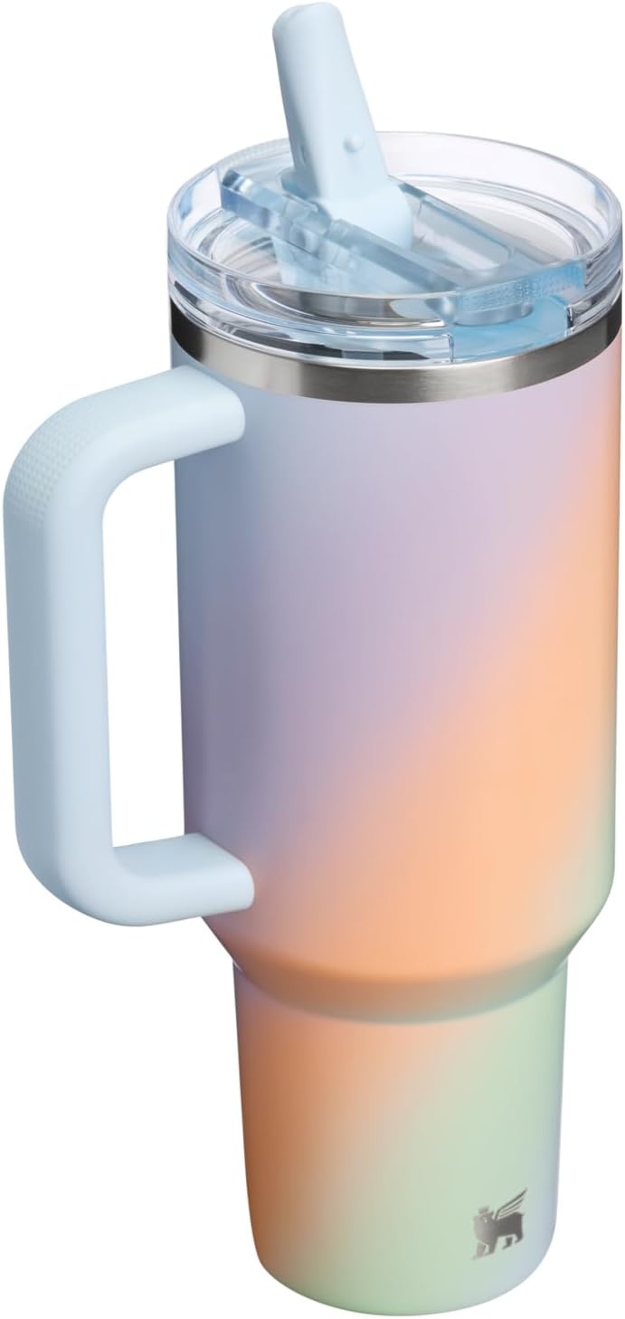 image:imageSTANLEY Quencher ProTour Flip Straw Tumbler with Leakproof Lid 30 oz Builtin Straw and Handle Cup Holder Compatible for Travel insulated Stainless Steel Cup BPAFree Hot PinkSunrise Spiral