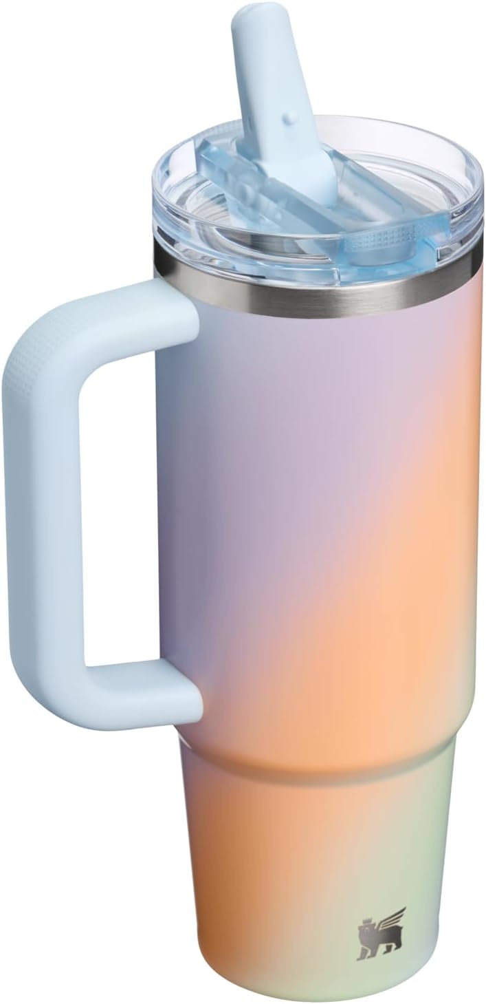 image:imageSTANLEY Quencher ProTour Flip Straw Tumbler with Leakproof Lid 30 oz Builtin Straw and Handle Cup Holder Compatible for Travel insulated Stainless Steel Cup BPAFree Hot PinkSunrise Spiral